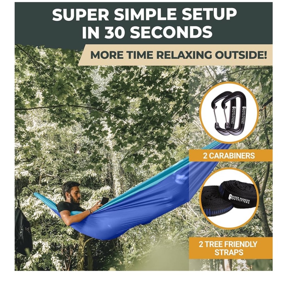 Hammock (NEW) with Carabiners and straps